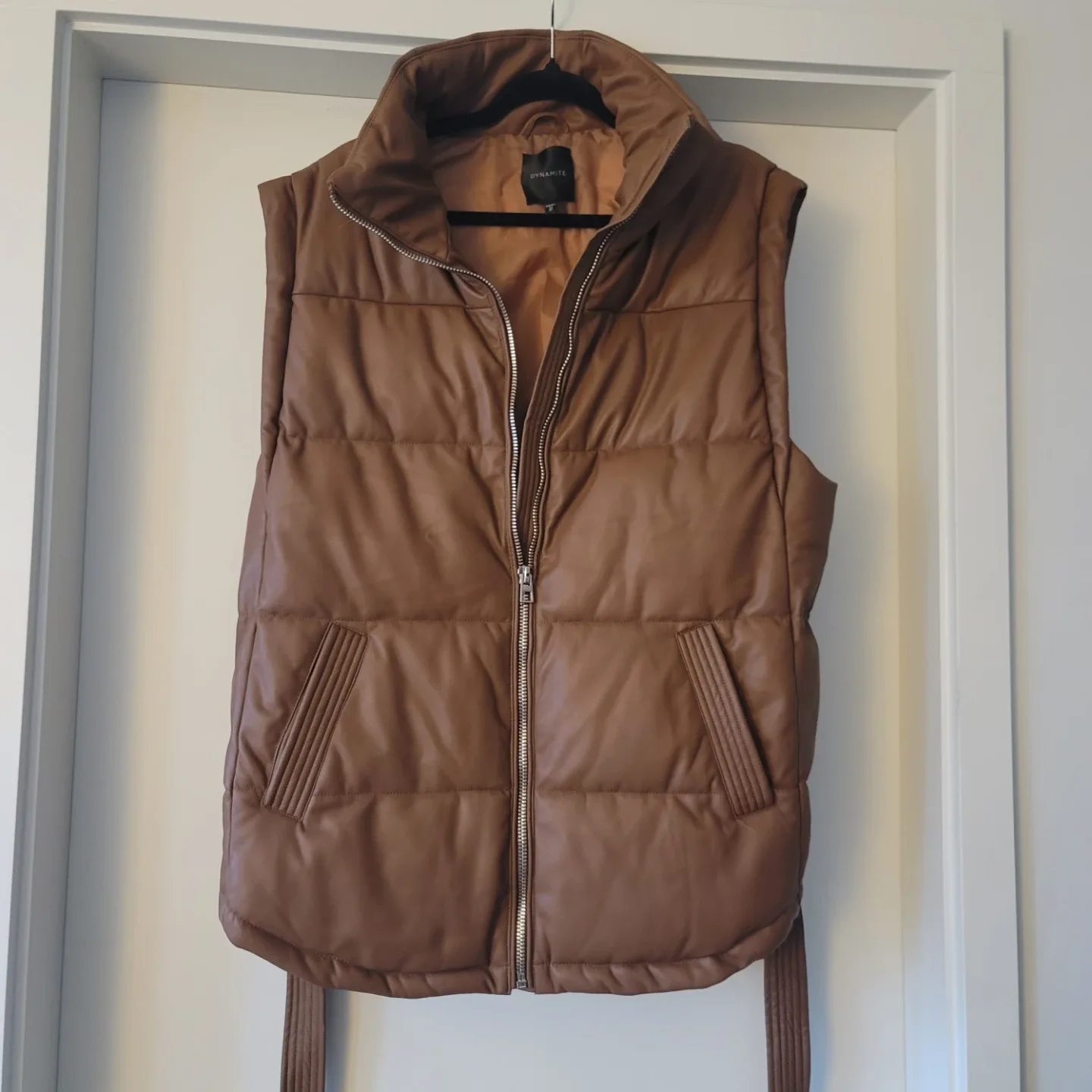 Dynamite Brown Faux Leather Puffer Vest - Size M/L image indicator(5)