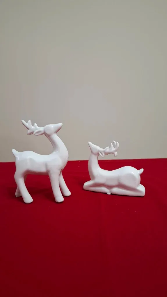 BNIB White Porcelain Deer Figurines - Set of 2