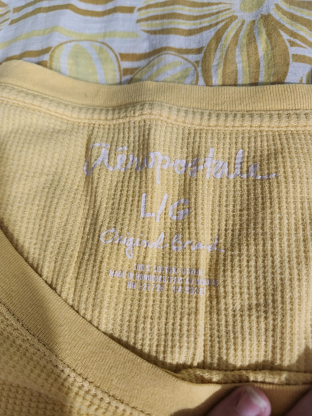 Yellow and blue Aeropostale long sleeve waffle knit shirt - photo 4
