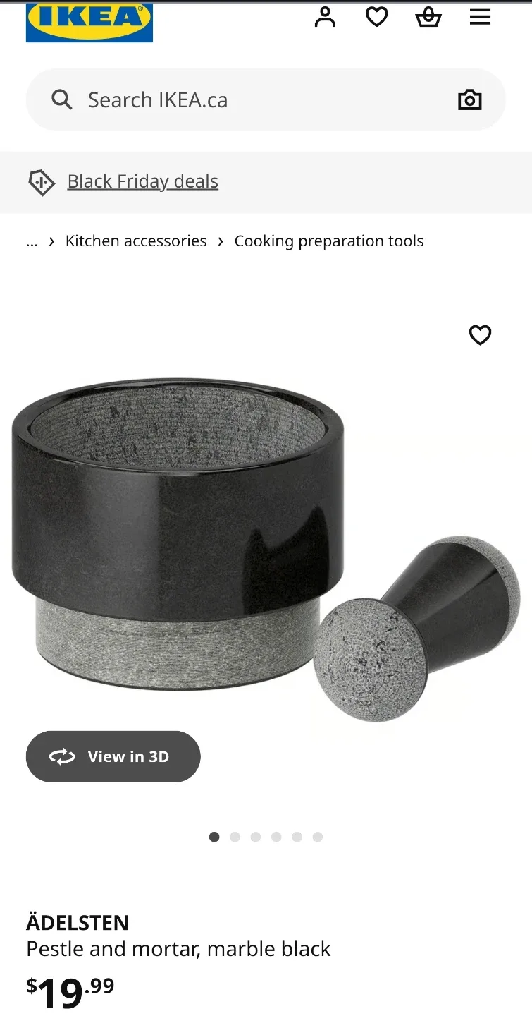 IKEA ÄDELSTEN Pestle and Mortar, Marble Black image indicator(4)