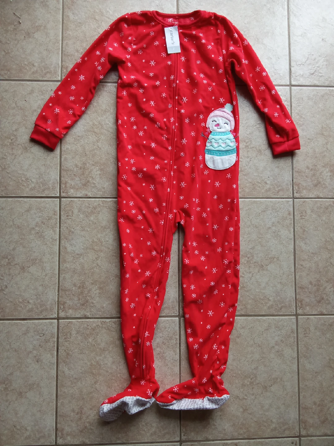 NEW Carter's Size 7 Red Snowflake Pajamas Onesies