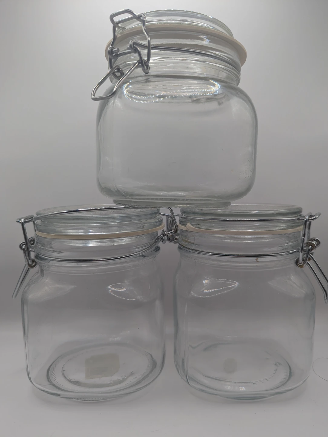 Set of 3 Glass Food Storage Jars – Approx. 25 oz Each