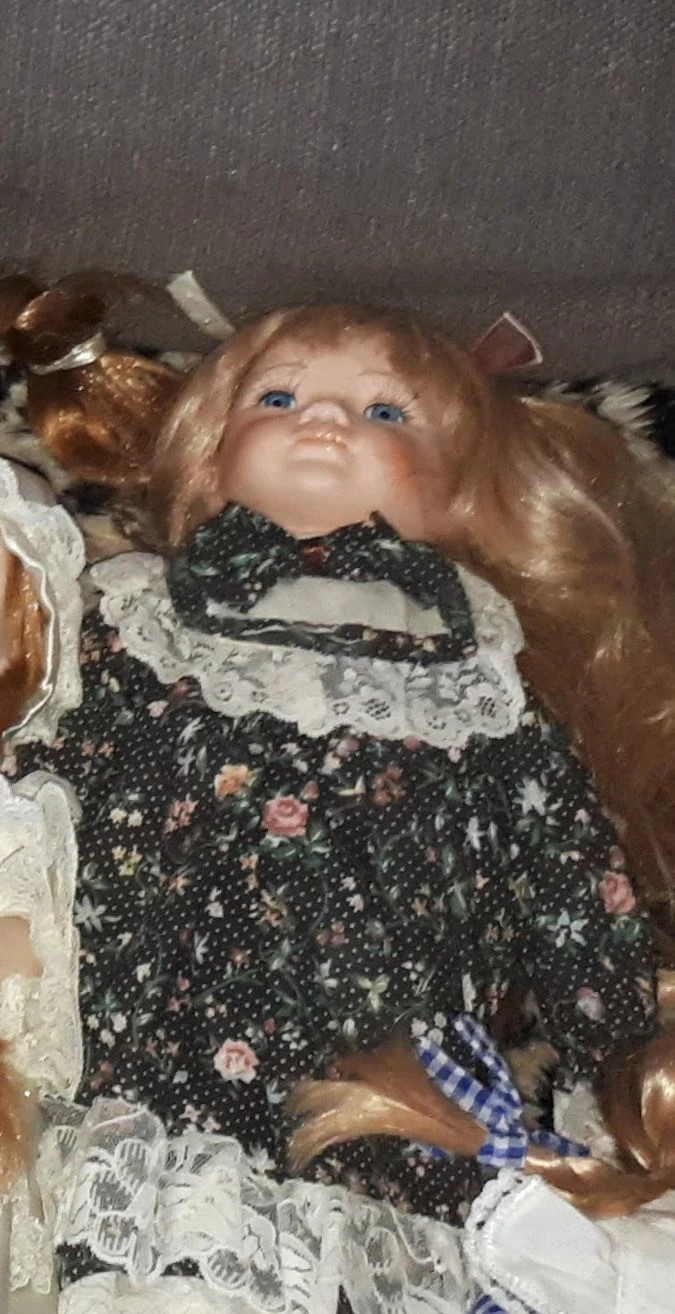 Porcelain Doll with Floral Dress