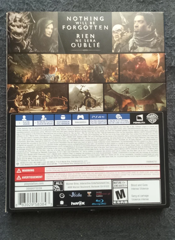 PS4 Game - Middle Earth Shadow Of War Gold Edition Steel Case - photo 2