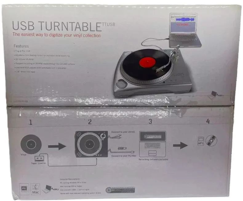 ION USB TURNTABLE iTTUSB, Vinyl Record Player – New in Box!!