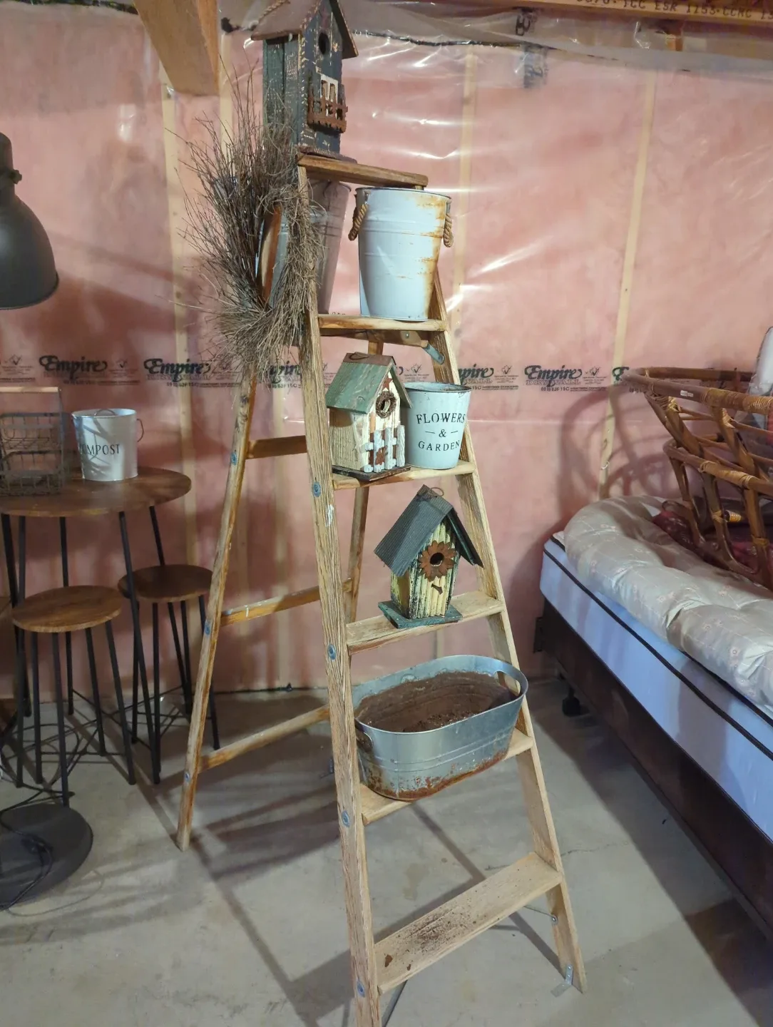 Rustic Wooden Ladder Shelf