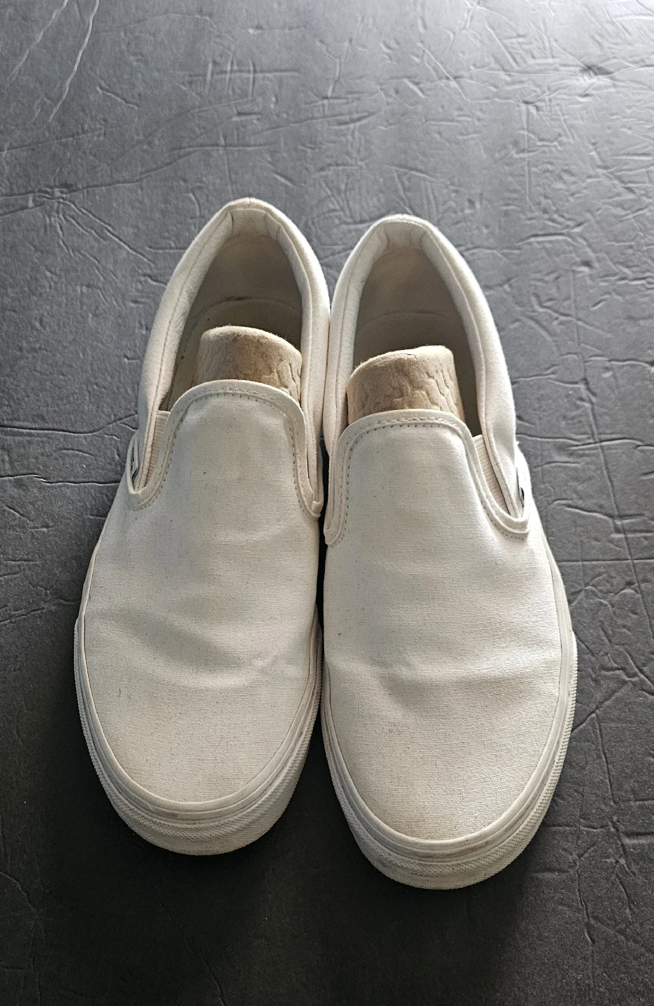 Vans Classic Slip-On White Canvas Shoes unisex Men's size 8.5.