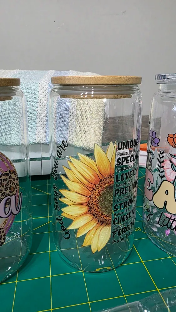 Custom Designed Glass Tumbler with Bamboo Lid & straw 16oz image indicator(2)