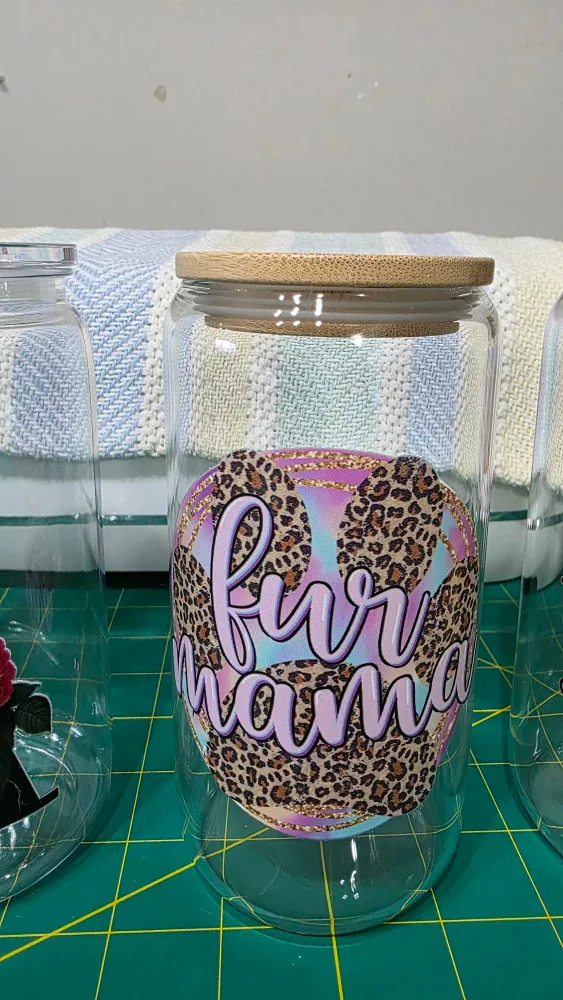 Custom Designed Glass Tumbler with Bamboo Lid & straw 16oz image indicator(3)