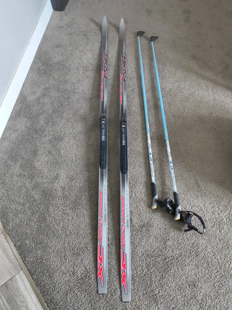Fischer XC Fibre Crown Cross Country Skis with Poles