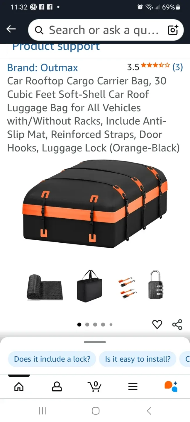 Outmax Car Rooftop Cargo Carrier Bag - 30 Cubic Feet image indicator(2)