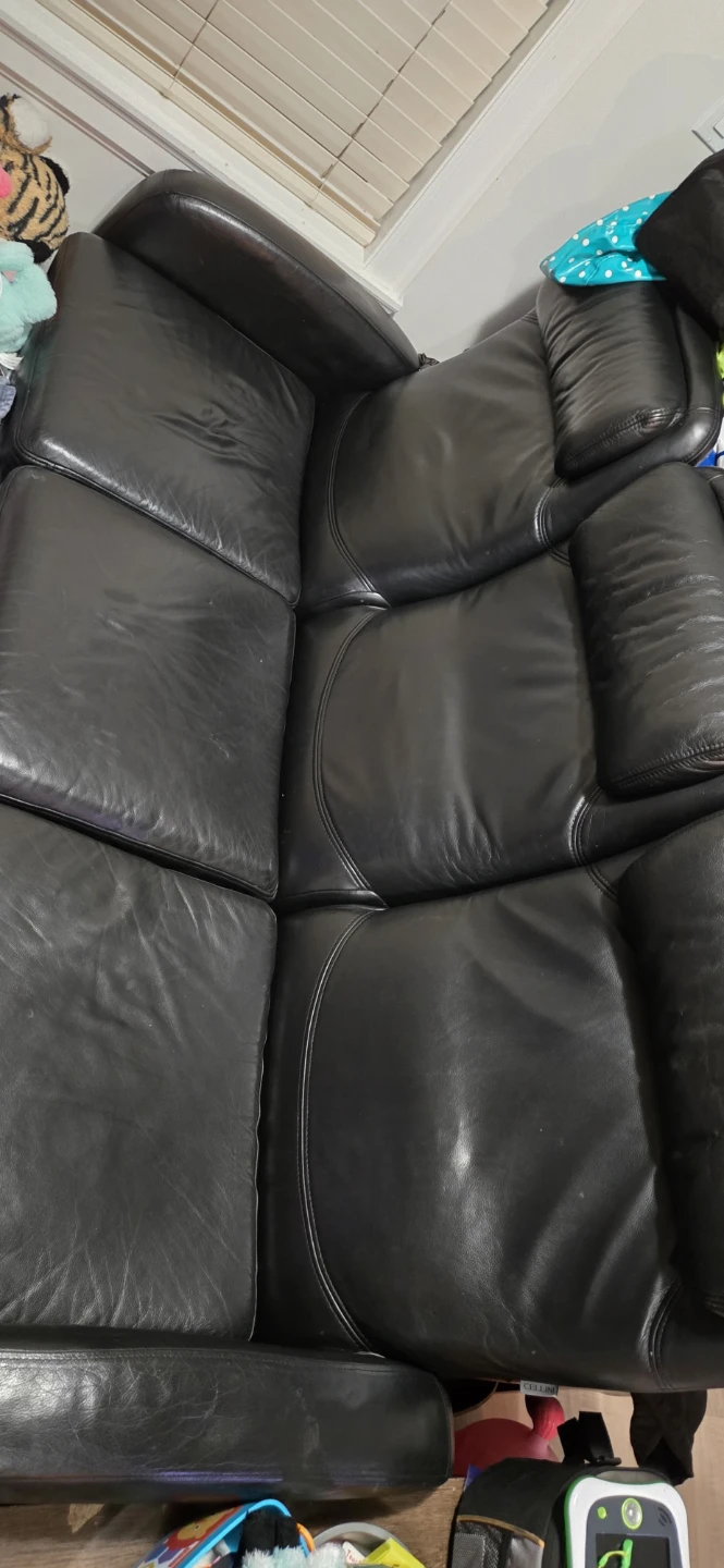 Black Leather Reclining Sofa - photo 3