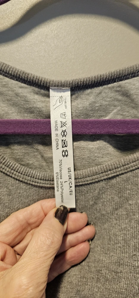 Grey Long Sleeve Top - Size L - photo 2