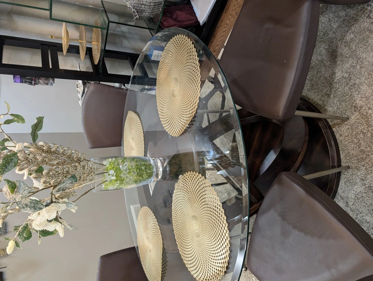 Round Glass Dining Table with 4 Chairs - photo 2