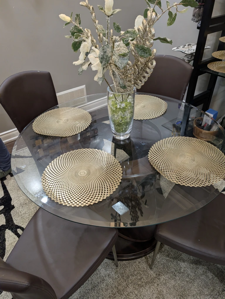 Round Glass Dining Table with 4 Chairs - photo 3