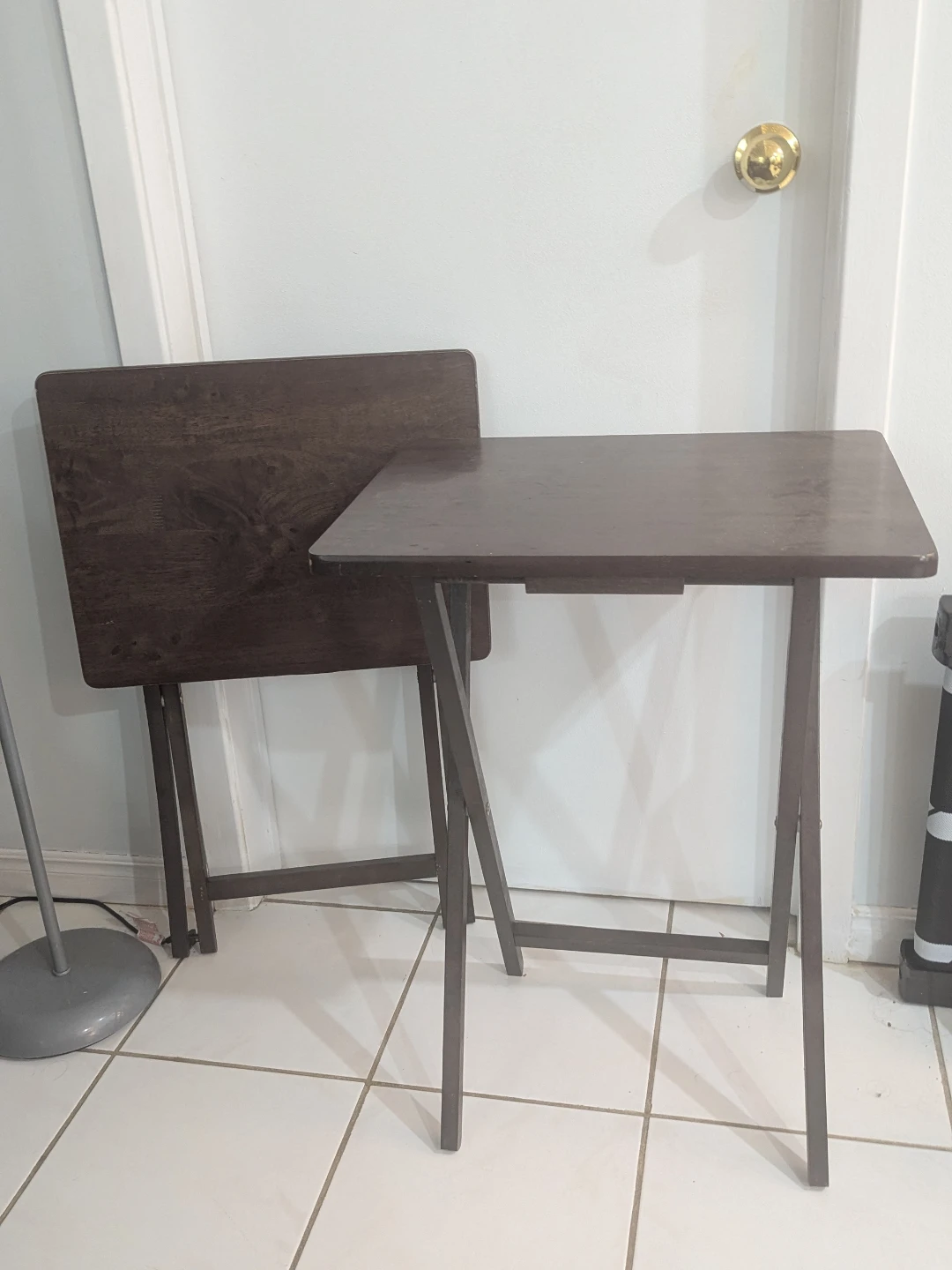 Folding TV Tray Table Set - Dark Brown - photo 2