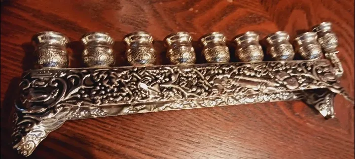 Beautiful Judaica Silver Plated Hanukkah Menorah image indicator(3)