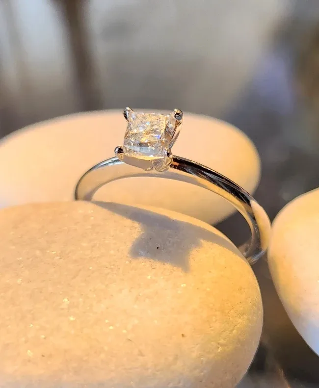 14K White Gold Diamond Solitaire Ring