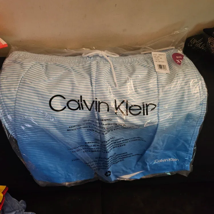 New Calvin Klein XXL Swim Trunks - Blue/White