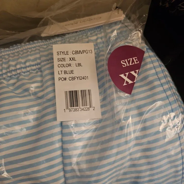 New Calvin Klein XXL Swim Trunks - Blue/White image indicator(2)