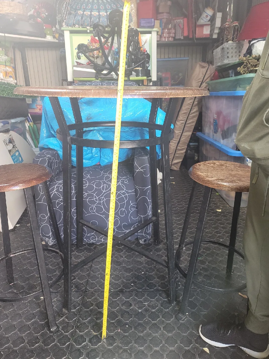 Round Wooden Pub Table with 2 Stools image indicator(5)