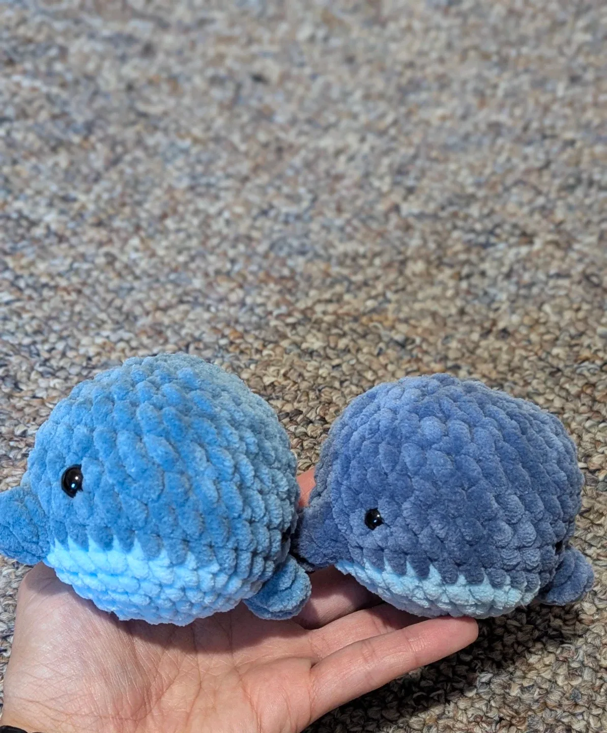 Crocheted mini whales