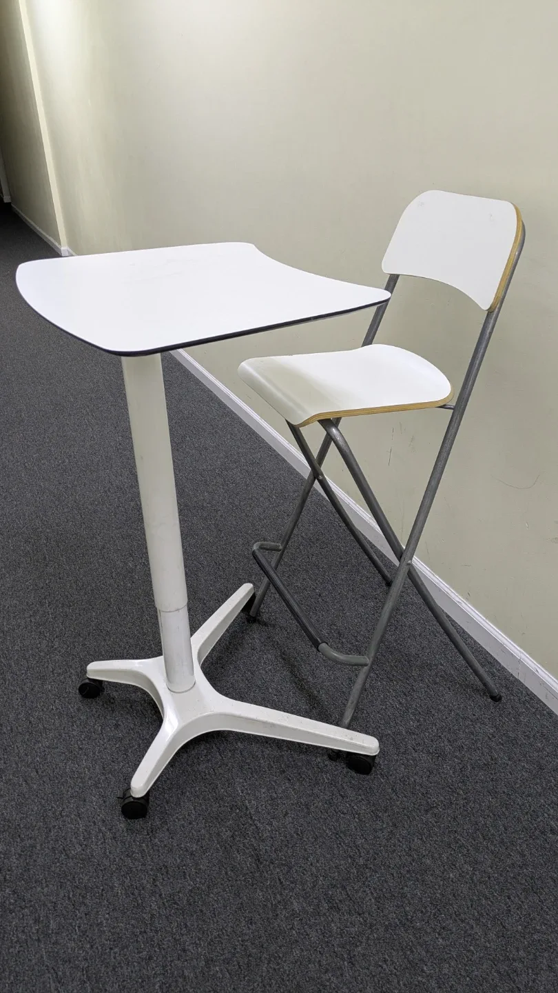 Workstation Adjustable Height White Desk with Chair thumbnail