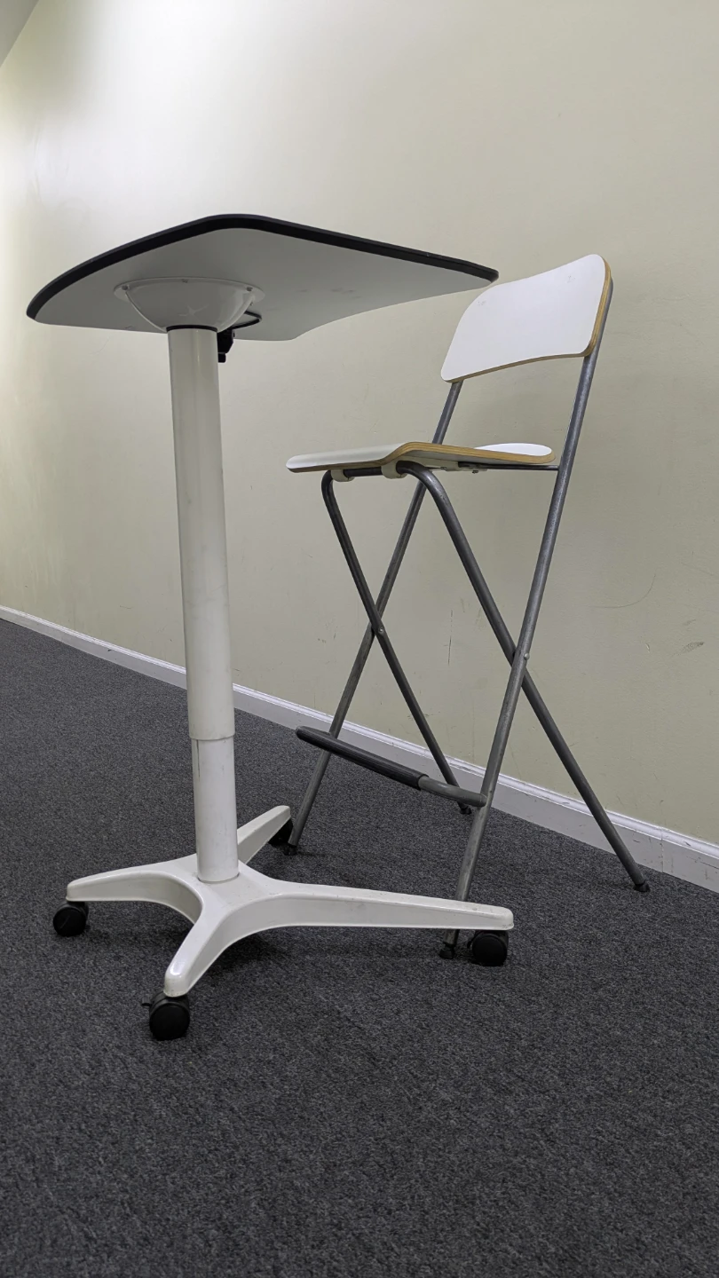 Workstation Adjustable Height White Desk with Chair - photo 2