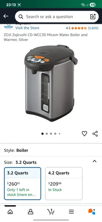 ZOJI Zojirushi CD-WCC30 Micom Water Boiler and Warmer, Silver thumbnail