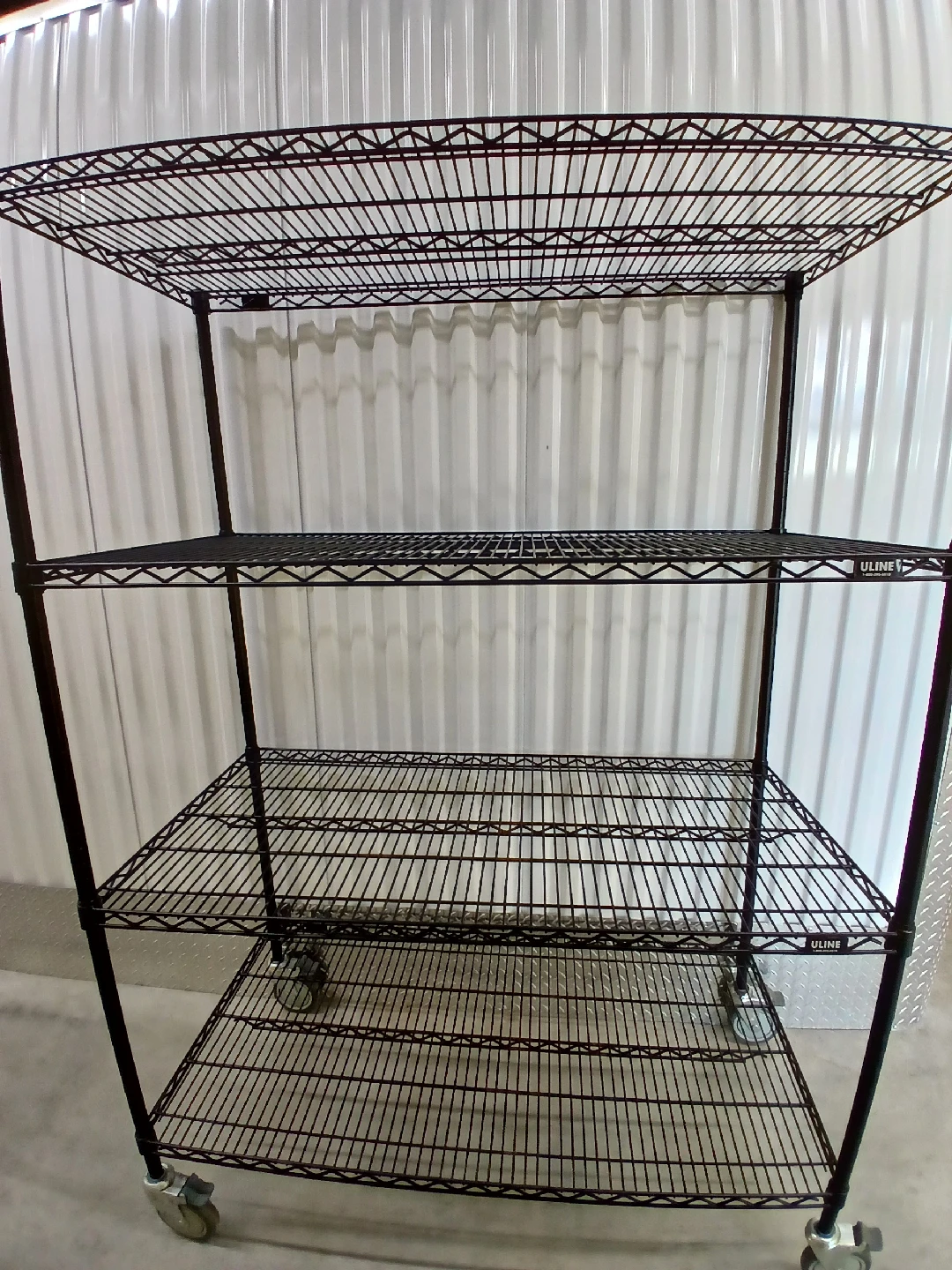 Uline Black Wire Shelving Rack on Wheels