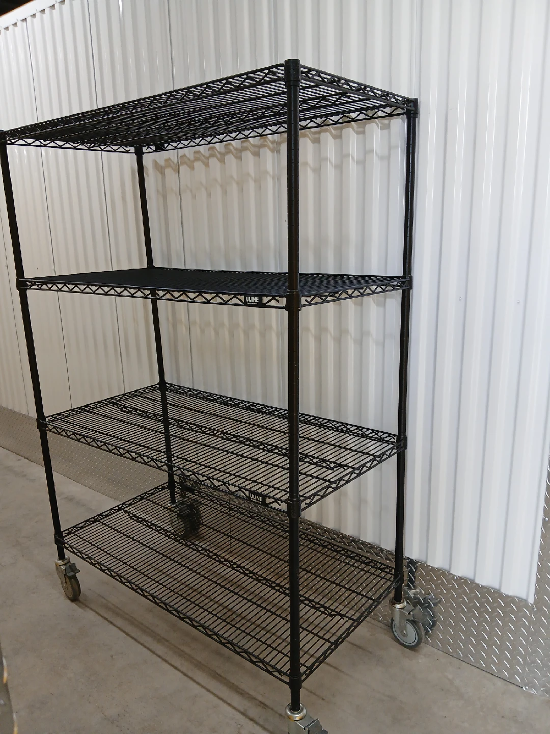 Uline Black Wire Shelving Rack on Wheels - photo 2
