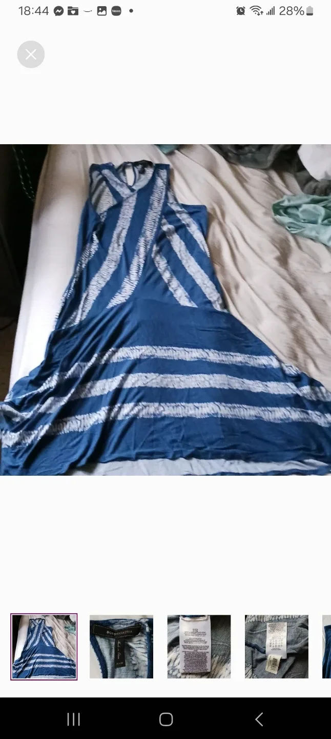 BCBGMAXAZRIA Blue & White Dress - Size XXS image indicator(2)