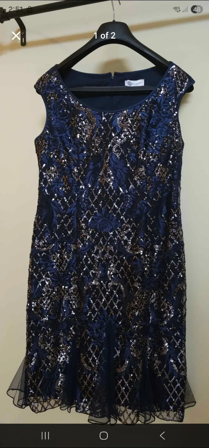 ELLISSIMA Navy Blue Sequin Dress