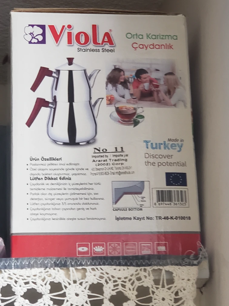 Viola Stainless Steel Turkish Teapot