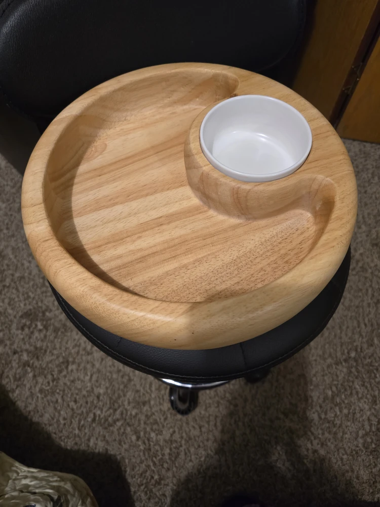 Wooden Serving Tray with Dip Bowl