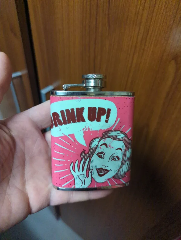 Pink 'Drink Up!' Stainless Steel 3oz Flask