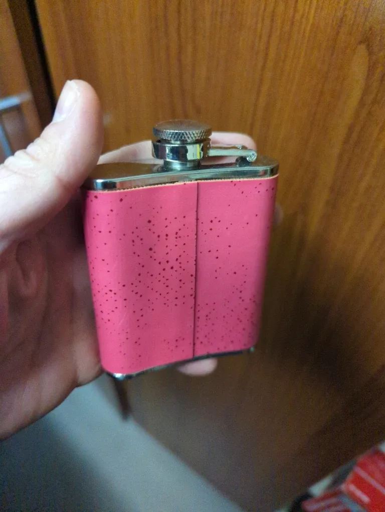 Pink 'Drink Up!' Stainless Steel 3oz Flask image indicator(2)