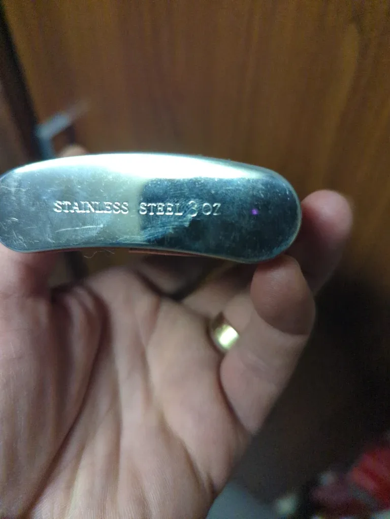 Pink 'Drink Up!' Stainless Steel 3oz Flask image indicator(3)