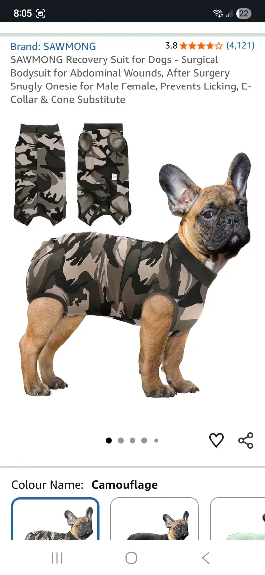 Camo Dog Recovery Suit - Size L image indicator(6)