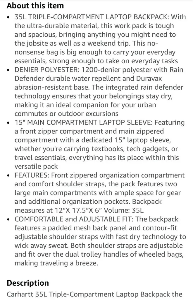 Carhartt 35L Grey Backpack image indicator(3)