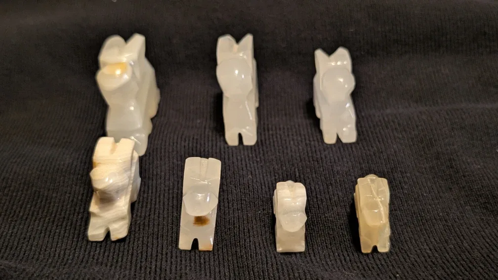 Set of 7 Onyx Stone Rabbit Figurines image indicator(4)