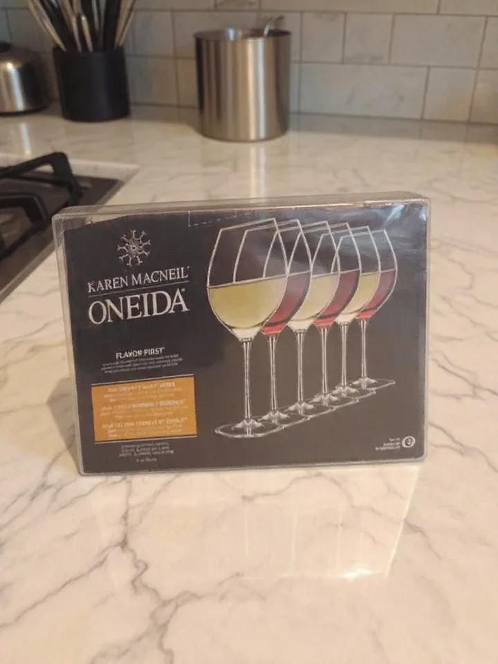 Karen MacNeil Oneida Wine Glasses, New in Box