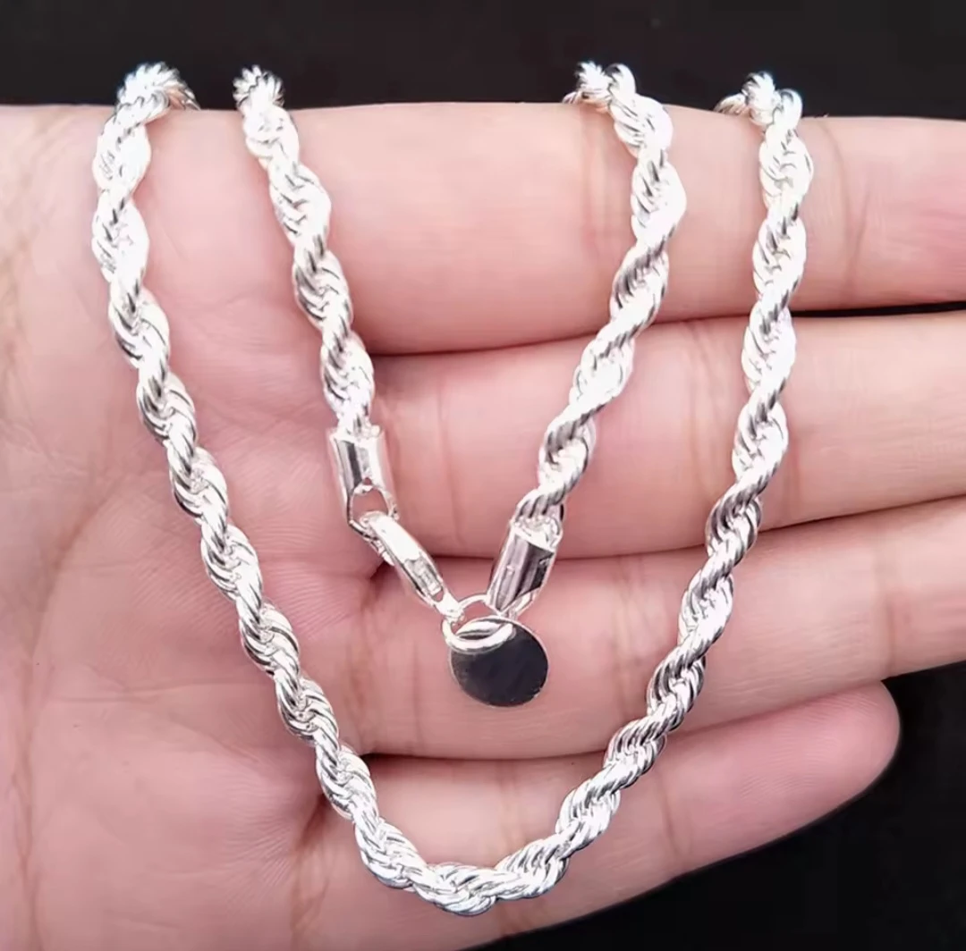 Silver Rope Chain Necklace & Bracelet Set - photo 2