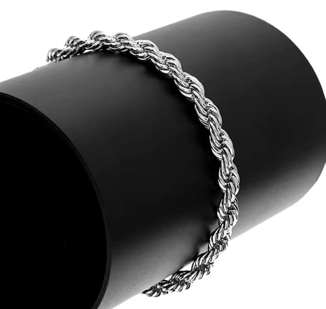 Silver Rope Chain Necklace & Bracelet Set - photo 3