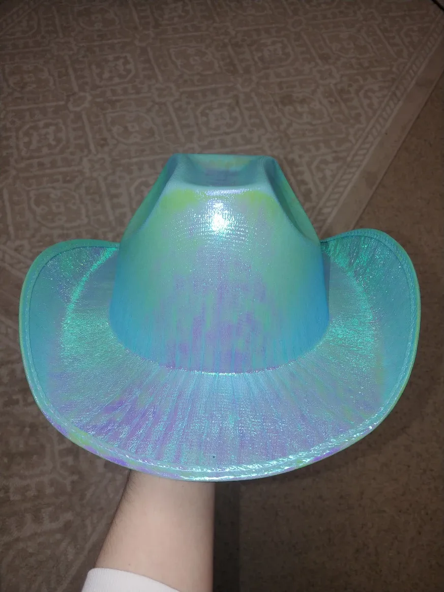 Iridescent/Holographic Turquoise Cowboy Hat