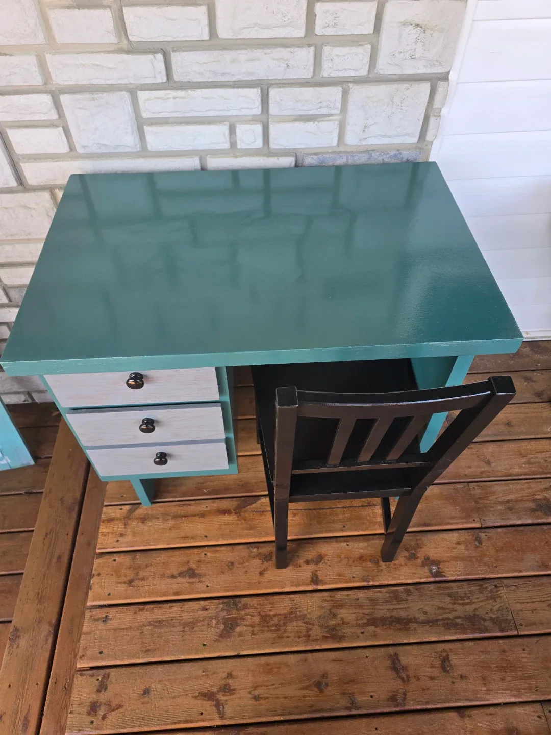 Upcycled Teal Desk with Drawers image indicator(2)