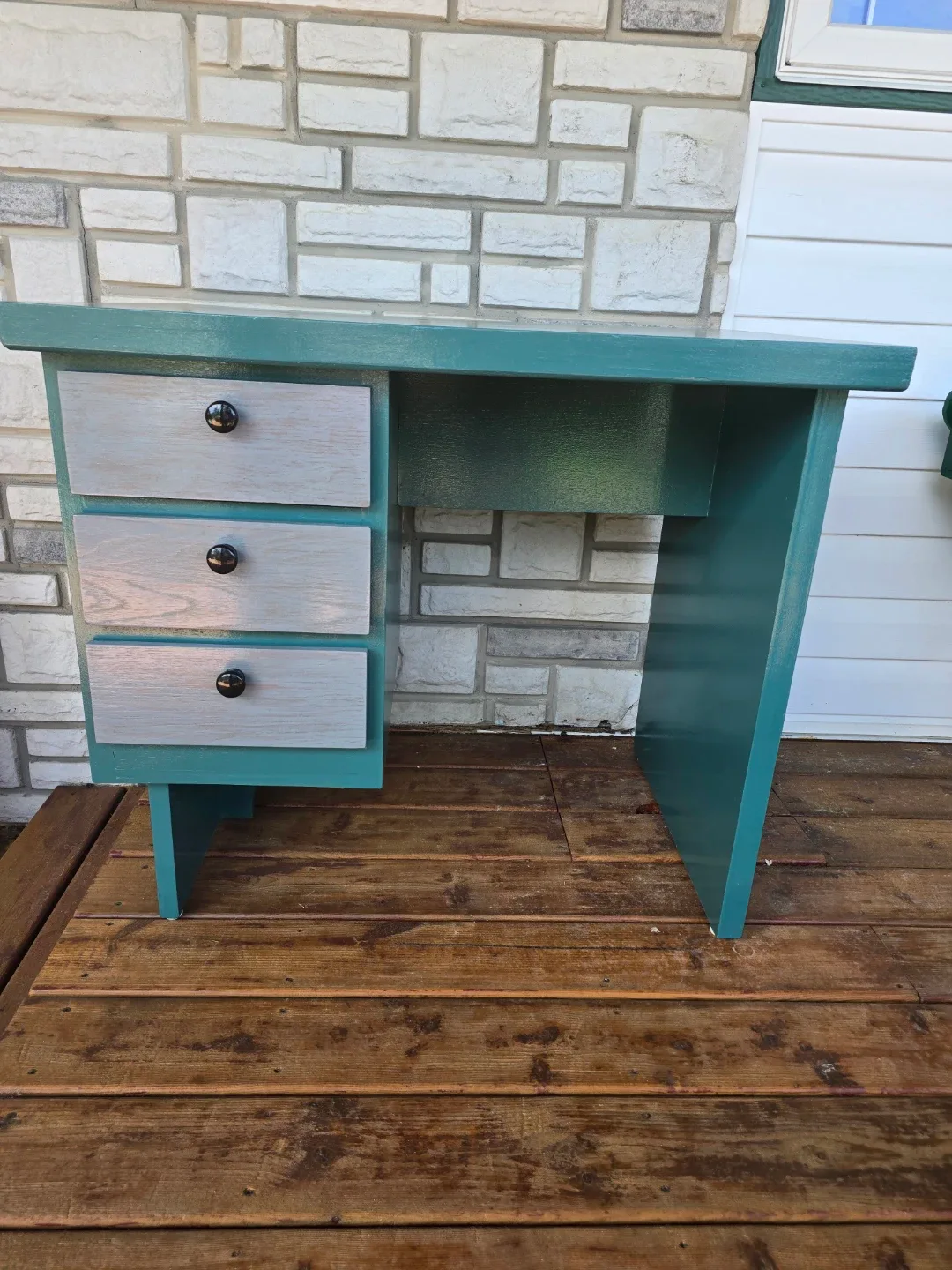 Upcycled Teal Desk with Drawers image indicator(3)