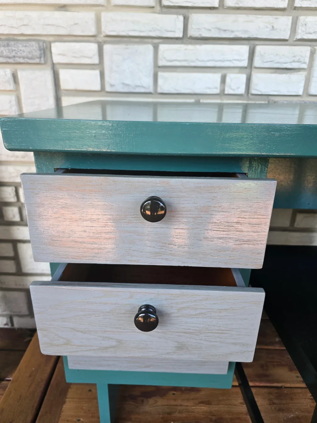 Upcycled Teal Desk with Drawers image indicator(5)