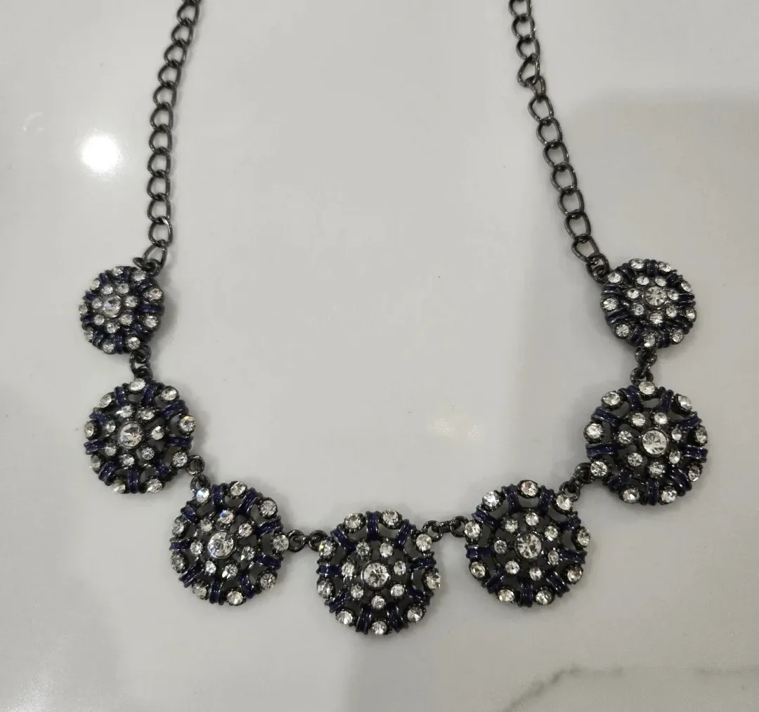 Dark Grey Floral Statement Necklace image indicator(2)