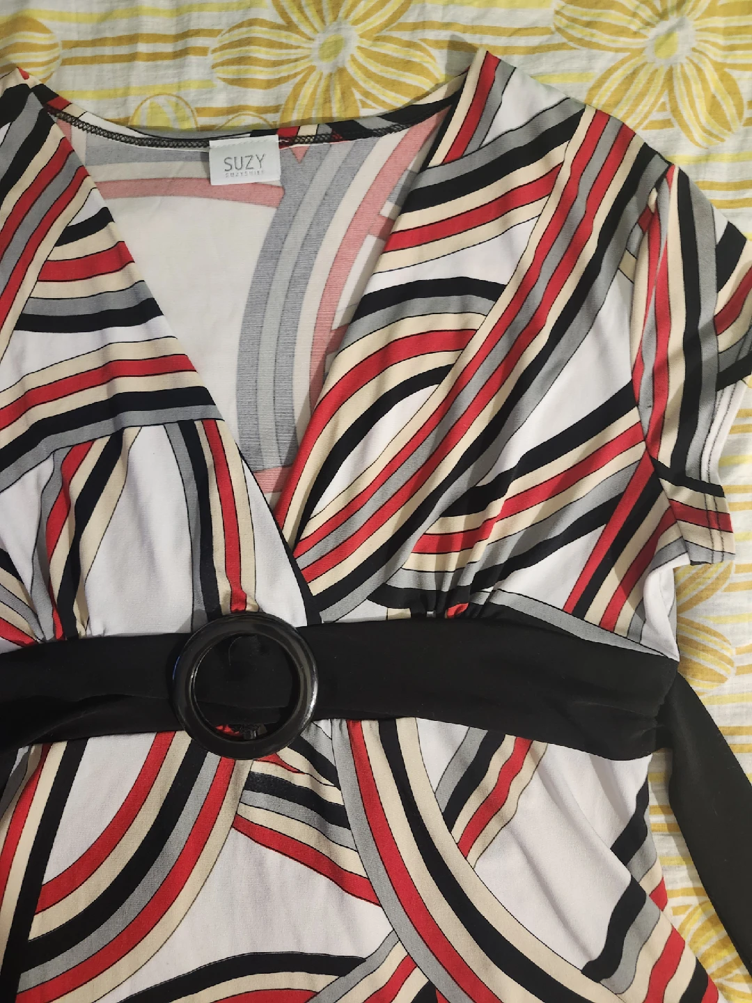 2000s White and red swirly striped babydoll blouse - photo 3